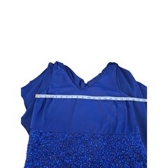 J Kara Dress Blue Sequin Beaded Overlay Evening Formal Reception Size 12 Petite