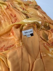 Vintage Sunset Silk Beaded Floral Maxi Dress Backless Y2K Evening Gown