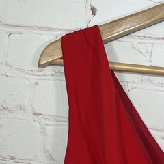 Maria Bianca Nero Silk Dress Womens Medium Red Knee Length Sleeveless Cocktail