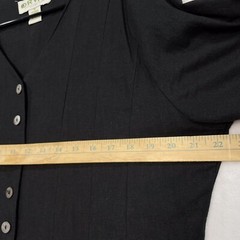 ORVIS Linen Rayon Button Front Maxi Dress Women 16 Modest Straight Black V-Neck