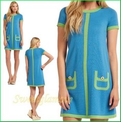 NWOT Lilly Pulitzer Marie Flutter Blue Mod Colorblock Sweater Dress