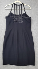 Amanda Smith Dress Lined Black Sheath Knee Length Lattice Back Women&rsquo;s Size 12