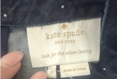 kate spade new york Women’s Denim Floral Fit & Flare Tie Neck Dress Blue 12