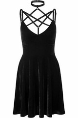 Killstar Magica Pentagram Harness Gothic Witch Skater Velvet Dress KSRA000883