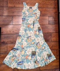 VTG Bentley Arbuckle Women&rsquo;s 100% Rayon Nautical Beach Long Maxi Dress Size 4