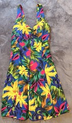 Vintage Royal Creations Hawaii Multi Colored Flower Dress Made In Hawaii Size L￼