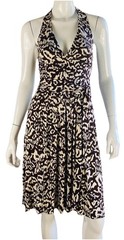 Diane Von Furstenberg 100% Silk Sleeveless Brown & White Print Janine Dress, 8