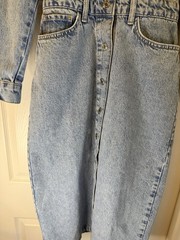 MNG Denim Midi Dress Women Size 2 Light Wash Blue Western Yoke Button Front Long