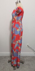 Lulus Patsy Coral Red Floral Print Off Shoulder Maxi Dress LARGE Resort Tropical