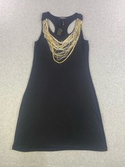 Buffalo David Bitton Black Racerback Tank Dress with Statement Chain Neckline