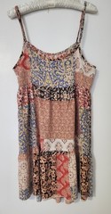 ALTAR&rsquo;D STATE « Out To Brunch » Patchwork Mini Dress Medium BOHO Tiered USA Made