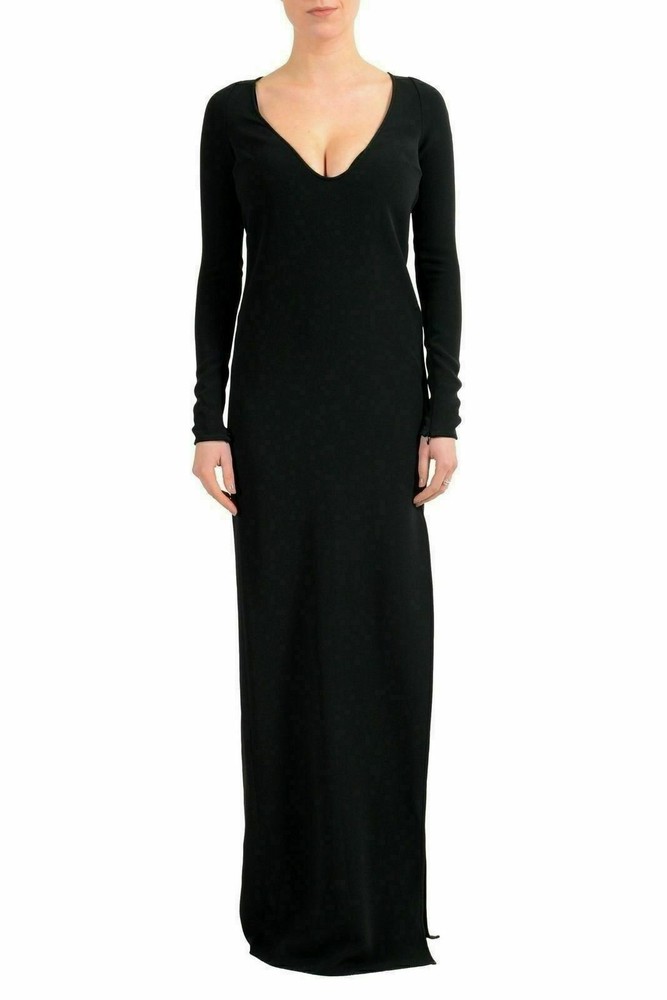 Dsquared2 Black Long Sleeve Open Back Women&rsquo;s Sheath Maxi Dress US XS IT 38