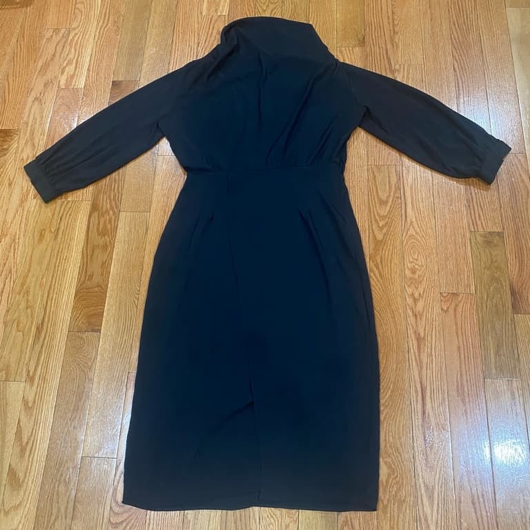 Zara Black Button Cuff Long-Sleeve Midi Dress Women&rsquo;s Size XL