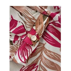Parisian M&M NWT Tropical Leaf Maxi Dress S 100% Cotton Pink Green Long Slv $158