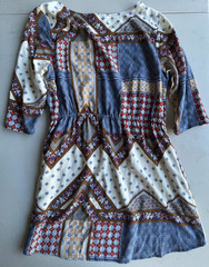 Divided Size 14 Blue Paisley Patchwork Mini Dress Boho Festival Viscose