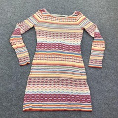Torn By Ronny Kobo Dress Womens Medium Multicolor Knit Stripe Scoop Back
