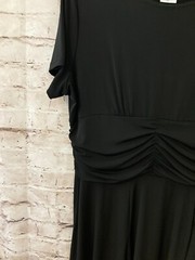 Blair Dress Womens Petite Large Fit & Flare Black Draped Ruched Stretch Midi