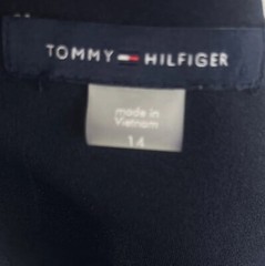 Tommy Hilfiger 14 Ladies Dress Navy & Black w Maroon accent logo gold zip $99