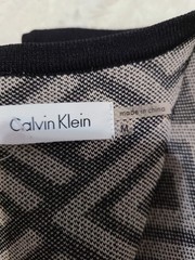 Calvin Klein Black/White Geometric Knit Sheath Keyhole Stretch Dress Size M