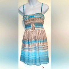 AMERICAN EAGLE OUTFITTERS LADIES TURQUOISE AND CREAM SUNDRESS SZ XXS