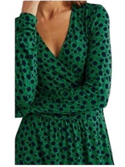 BODEN Layla Jersey Long Sleeve Dress Sapling Leafy Bud Green Floral Size 8P