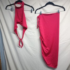 TOB Womens Size S Small Red Stretch 2-Piece Halter Top & Long Skirt Set