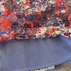 Halogen size Small Floral Lace on blue white pinstripe sleeveless dress