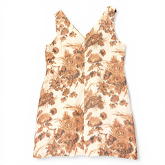 Talbots Women Dress Size 20 Linen Silk Blend Floral Sleeveless Shift Beige Brown