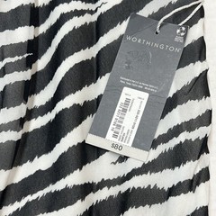 Worthington Dress One Shoulder Black Zebra Print Chiffon Midi Size XL Event