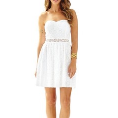 Lilly Pulitzer White Lace Strapless Mini Dress Sweetheart Pockets Small