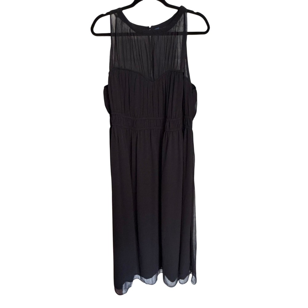 Old Navy Black Sheer Sleeveless Dress 2X Flowy Midi Lined