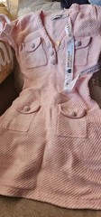 SELF PORTRAIT BELLA BARNETT Waffle Knit Mini Dress Size Medium Pink NEW
