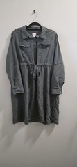 Isabel Maternity Button Down Utility Shirt Dress Olive Green XXL 2X #A97