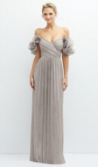 After Six 6883…Convertible Strap Metallic Pleated Dress…Taupe…..Size XXS
