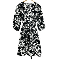 Talbots Butterfly Dot Print Button Up Midi Dress 22W Bow Office Balloon Sleeve