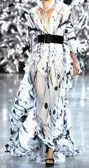Naeem Khan Spring 2019 Runway Silk Ruffle Long Maxi Kaftan Gown Dress US 4