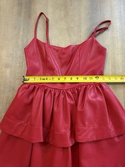 Olivaceous Red Sleeveless Faux Leather Peplum Dress Size Small