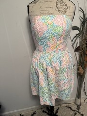 $248 LILLY PULITZER SZ 2 LOTTIE STRAPLESS SALISBURY LACE WOMENS DRESS Flaw