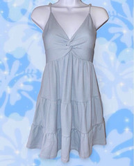 Ocean Drive Blue Ribbed Knit V-Neck Spaghetti Strap Sundress Stretch S