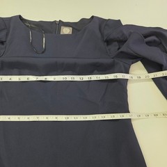 Vince Camuto Shift Dress Women 6 Navy Blue Tiered Ruffle Sleeve Boat Neck