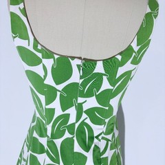 Nine West Corseted Coquette Cottagecore Leaf Print Size 2 Cotton Dress