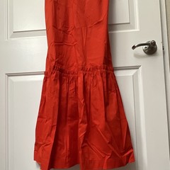 Scoop Red Solid Sleeveless Spaghetti Strap Bow Front Maxi Dress S