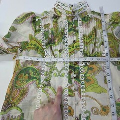 INA Womens Green Paisley Boho Lace Trim Mini Dress Tunic Top Size S DK87777