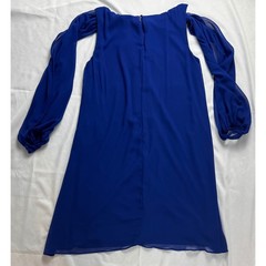 DKNY Royal Blue Cold Shoulder Split Sleeve Shift Dress Womens 12 NWT
