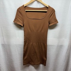 OQQ Ribbed Mini Dress – Size Medium – Brown – Cute!