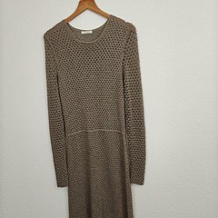 Chloé by Gabriela Hearst Metallic Gold Knit Maxi Dress Circa 2021 Collection SM