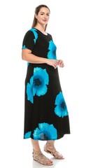 JOSTAR LONG DRESS Poly Spandex Slinky Knit TRAVEL BLACK BLUE S M L XL 2X 3X