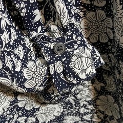 LOFT Navy Blue White Floral Print Split Neck Feminine Career Shift Dress Size S