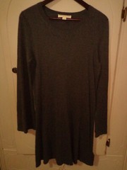 Michael Kors Knit Dress S Charcoal Long Sleeves Flared Cuffs Scoop Neck Soft