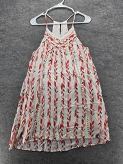 Blu Pepper Dress Womens Medium White Red Ikat Halter High Neck Boho Lined Rayon